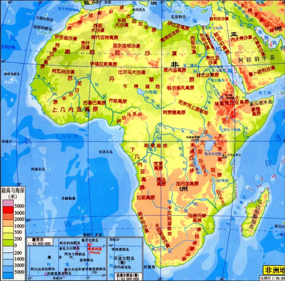 非洲地形特点介绍(非洲地形图及自然地理特征描述总结)