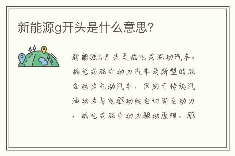 新能源g开头是什么意思？