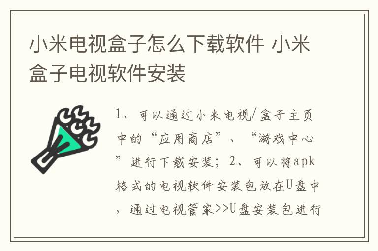 小米电视盒子怎么下载软件 小米盒子电视软件安装