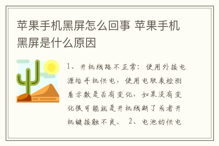 苹果手机黑屏怎么回事 苹果手机黑屏是什么原因