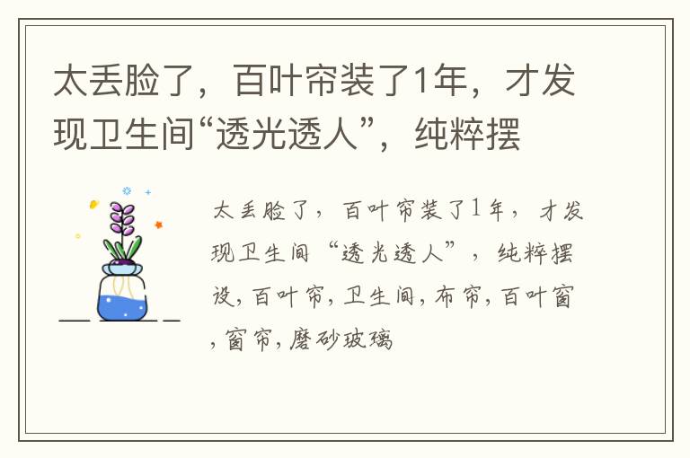 太丢脸了，百叶帘装了1年，才发现卫生间“透光透人”，纯粹摆设