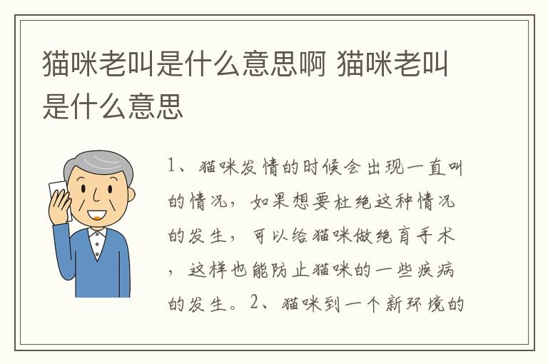 猫咪老叫是什么意思啊 猫咪老叫是什么意思