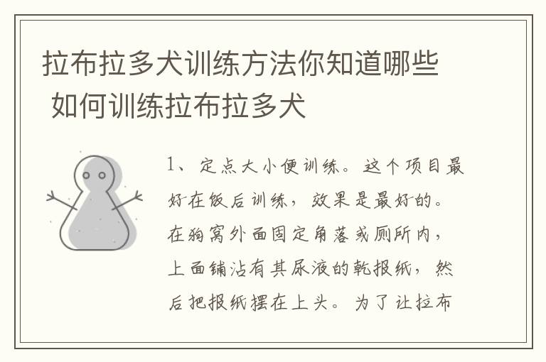 拉布拉多犬训练方法你知道哪些 如何训练拉布拉多犬