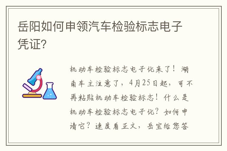 岳阳如何申领汽车检验标志电子凭证？