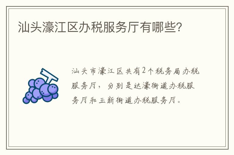 汕头濠江区办税服务厅有哪些？