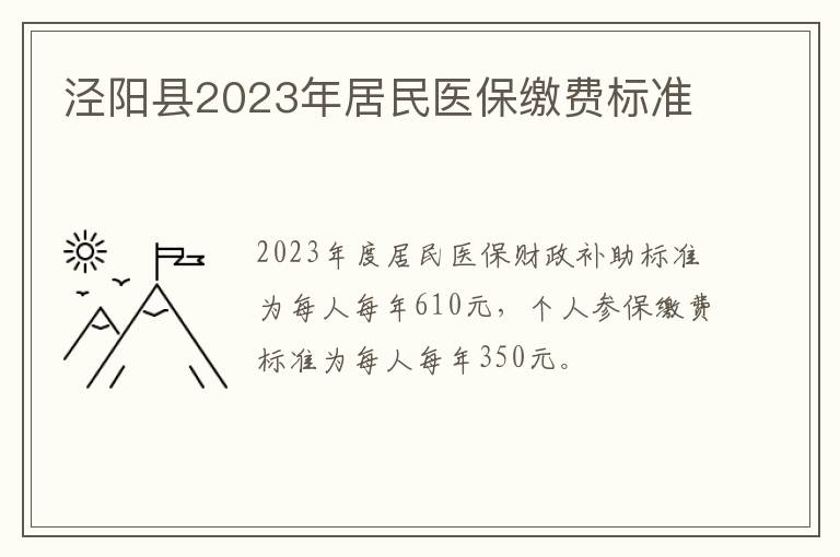 泾阳县2023年居民医保缴费标准