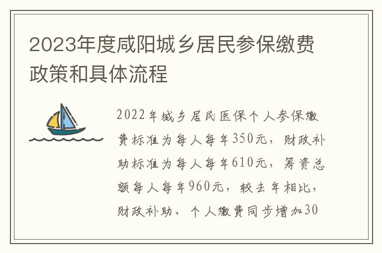 2023年度咸阳城乡居民参保缴费政策和具体流程