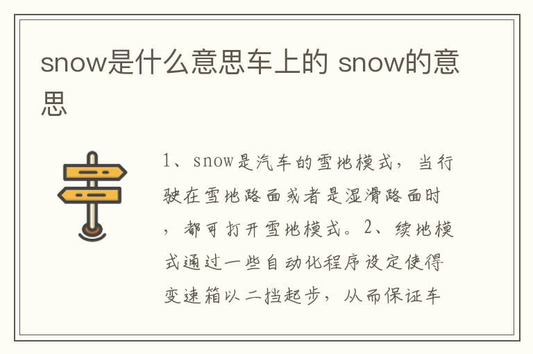 snow是什么意思车上的 snow的意思