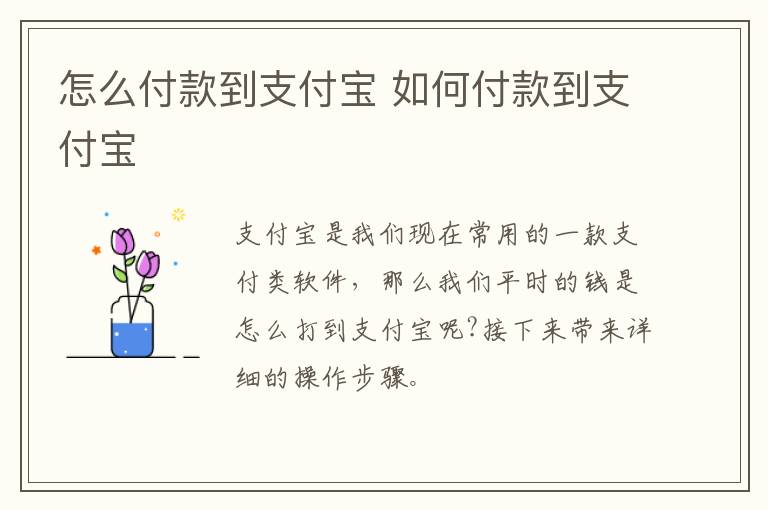 怎么付款到支付宝 如何付款到支付宝