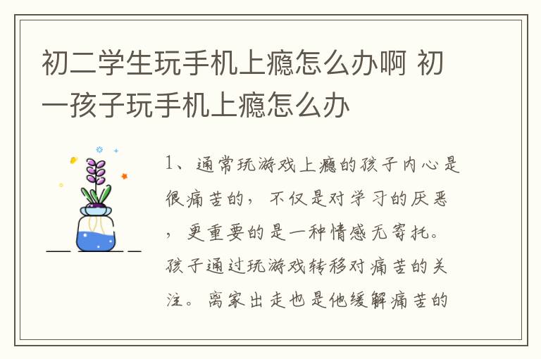 初二学生玩手机上瘾怎么办啊 初一孩子玩手机上瘾怎么办