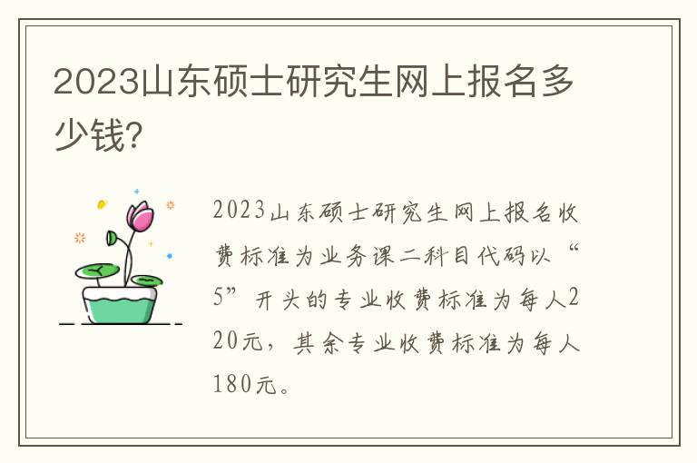 2023山东硕士研究生网上报名多少钱？