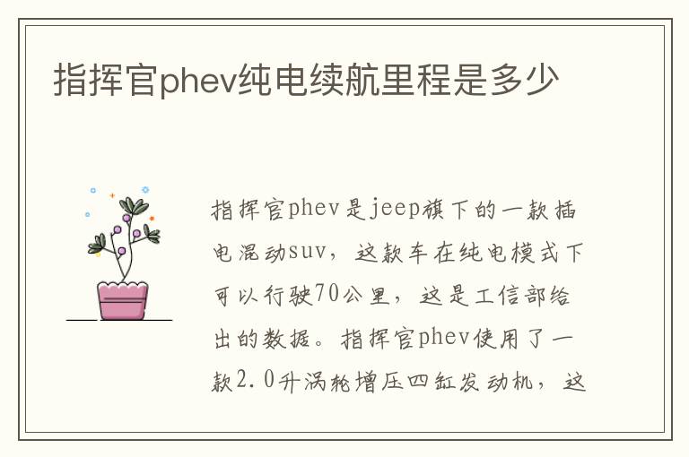 指挥官phev纯电续航里程是多少