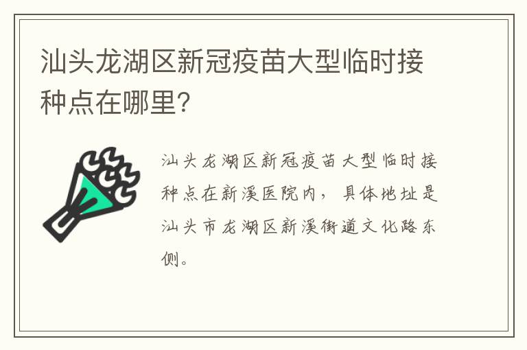 汕头龙湖区新冠疫苗大型临时接种点在哪里？