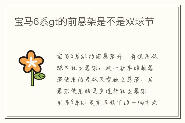 宝马6系gt的前悬架是不是双球节