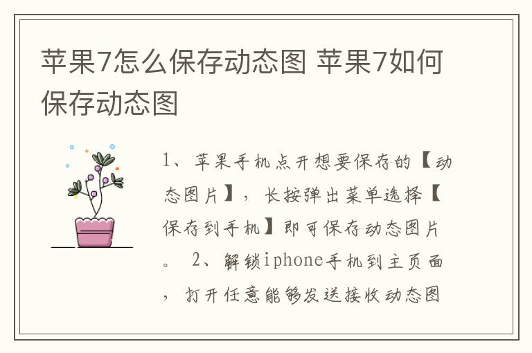 苹果7怎么保存动态图 苹果7如何保存动态图