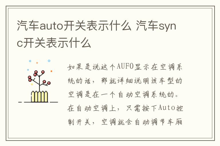 汽车auto开关表示什么 汽车sync开关表示什么