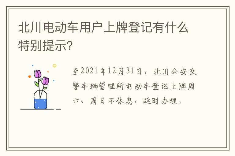 北川电动车用户上牌登记有什么特别提示？