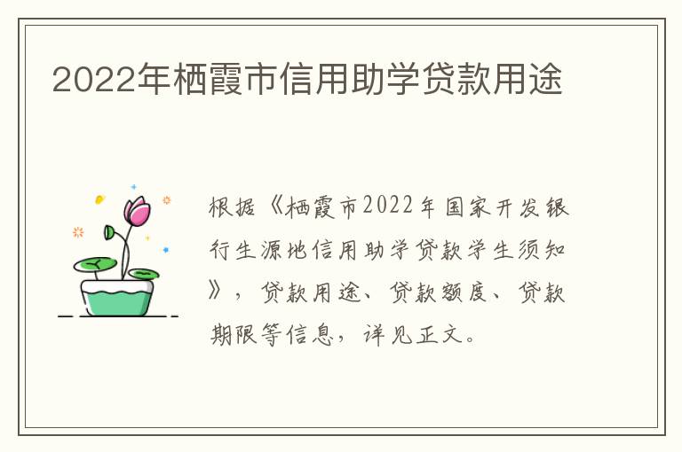 2022年栖霞市信用助学贷款用途