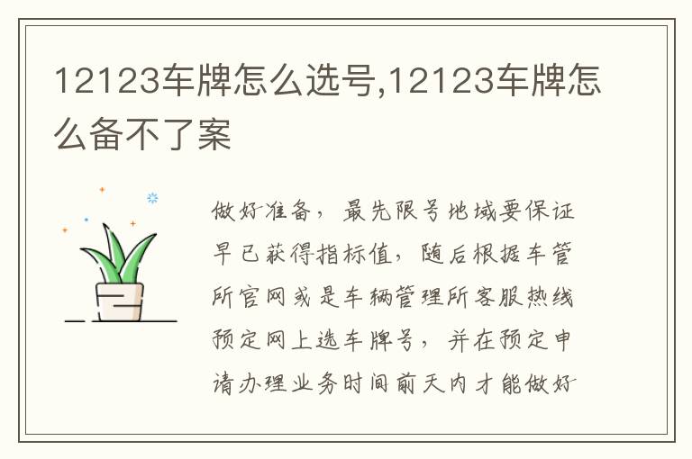 12123车牌怎么选号,12123车牌怎么备不了案