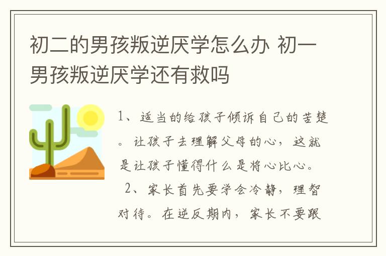 初二的男孩叛逆厌学怎么办 初一男孩叛逆厌学还有救吗