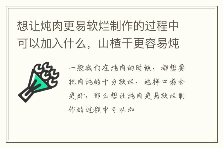 想让炖肉更易软烂制作的过程中可以加入什么，山楂干更容易炖烂