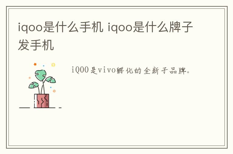 iqoo是什么手机 iqoo是什么牌子发手机