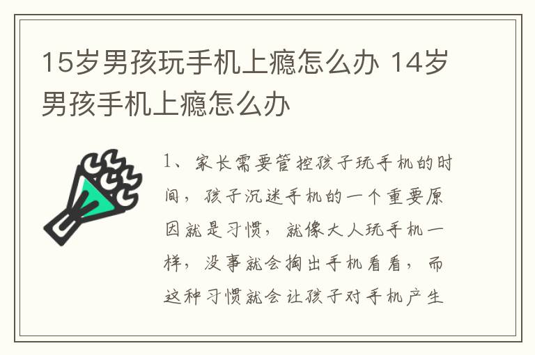 15岁男孩玩手机上瘾怎么办 14岁男孩手机上瘾怎么办