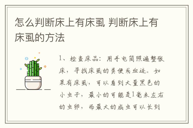 怎么判断床上有床虱 判断床上有床虱的方法