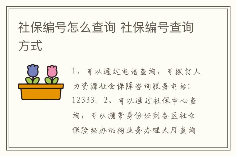 社保编号怎么查询 社保编号查询方式