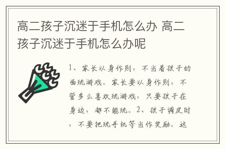 高二孩子沉迷于手机怎么办 高二孩子沉迷于手机怎么办呢