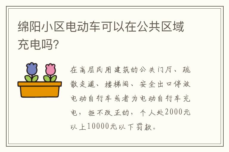 绵阳小区电动车可以在公共区域充电吗？