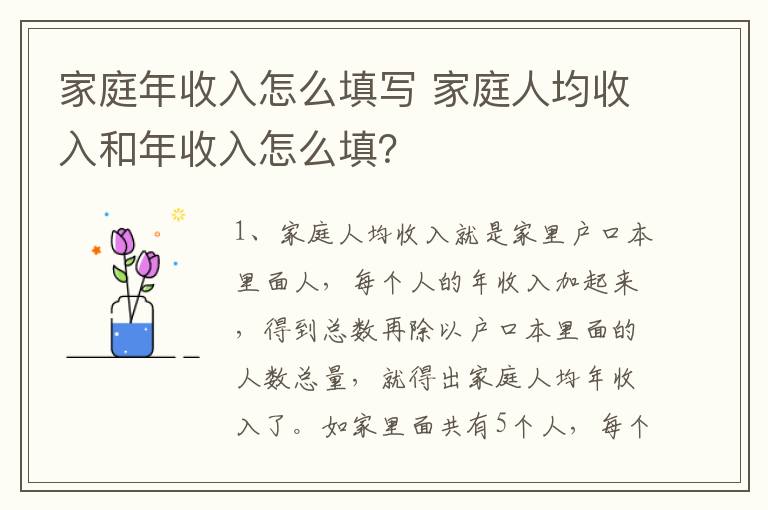 家庭年收入怎么填写 家庭人均收入和年收入怎么填？