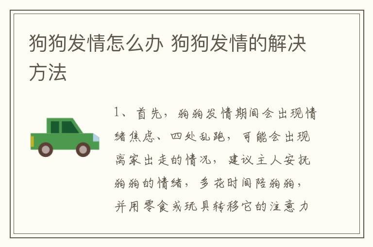 狗狗发情怎么办 狗狗发情的解决方法