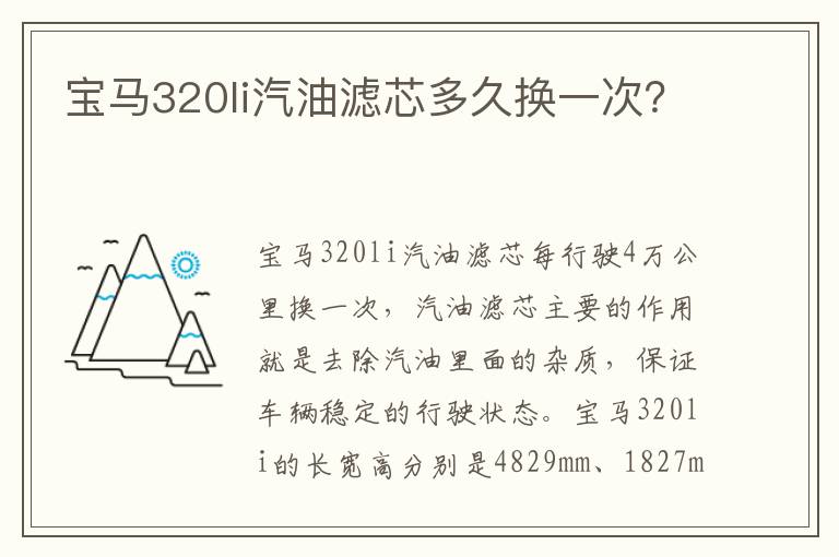 宝马320li汽油滤芯多久换一次？