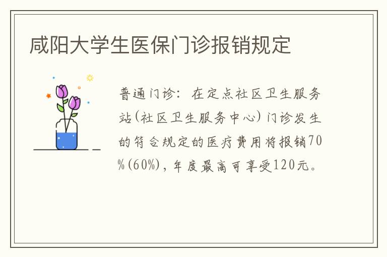 咸阳大学生医保门诊报销规定