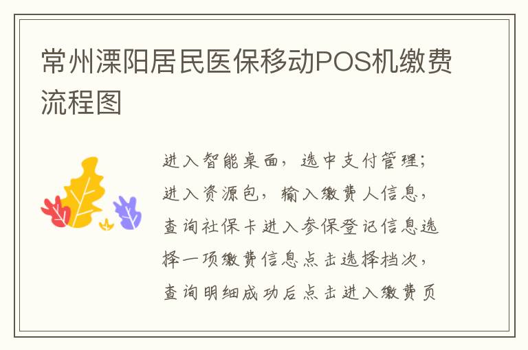 常州溧阳居民医保移动POS机缴费流程图