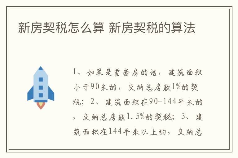 新房契税怎么算 新房契税的算法