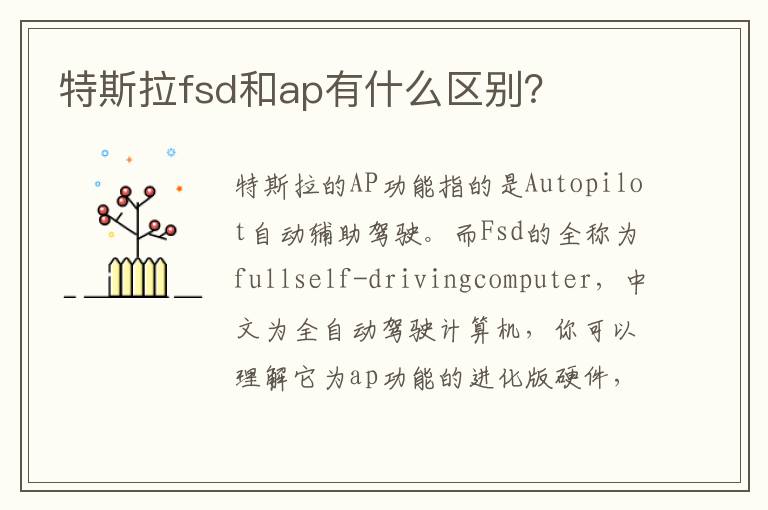 特斯拉fsd和ap有什么区别？