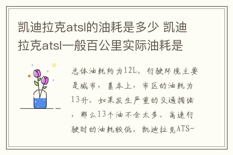 凯迪拉克atsl的油耗是多少 凯迪拉克atsl一般百公里实际油耗是多少