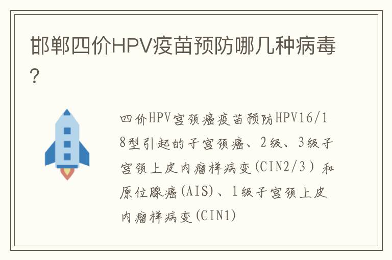 邯郸四价HPV疫苗预防哪几种病毒？