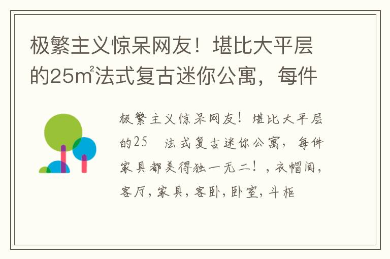 极繁主义惊呆网友！堪比大平层的25㎡法式复古迷你公寓，每件家具都美得独一无二！