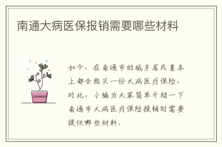 南通大病医保报销需要哪些材料