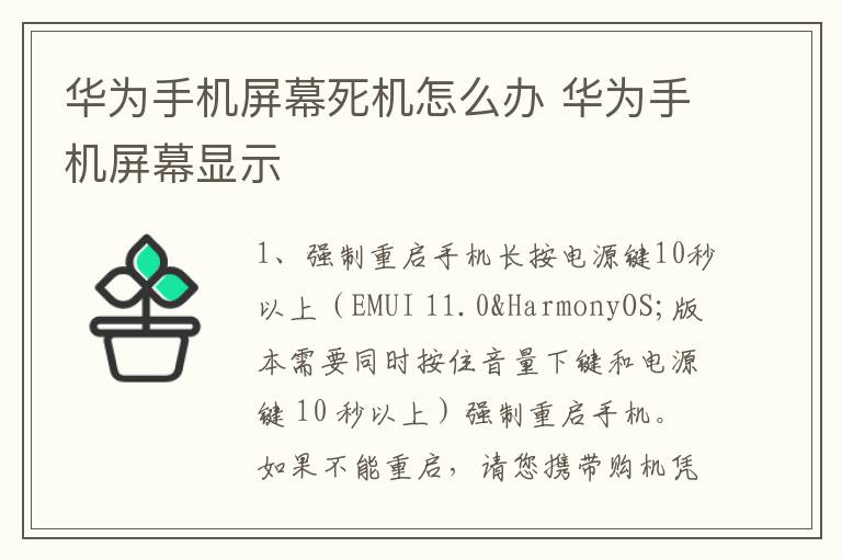 华为手机屏幕死机怎么办 华为手机屏幕显示