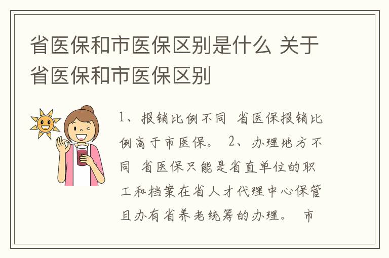 省医保和市医保区别是什么 关于省医保和市医保区别