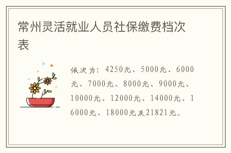 常州灵活就业人员社保缴费档次表