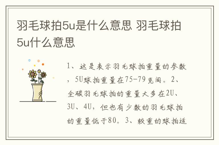 羽毛球拍5u是什么意思 羽毛球拍5u什么意思