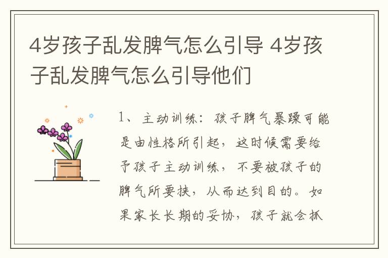 4岁孩子乱发脾气怎么引导 4岁孩子乱发脾气怎么引导他们