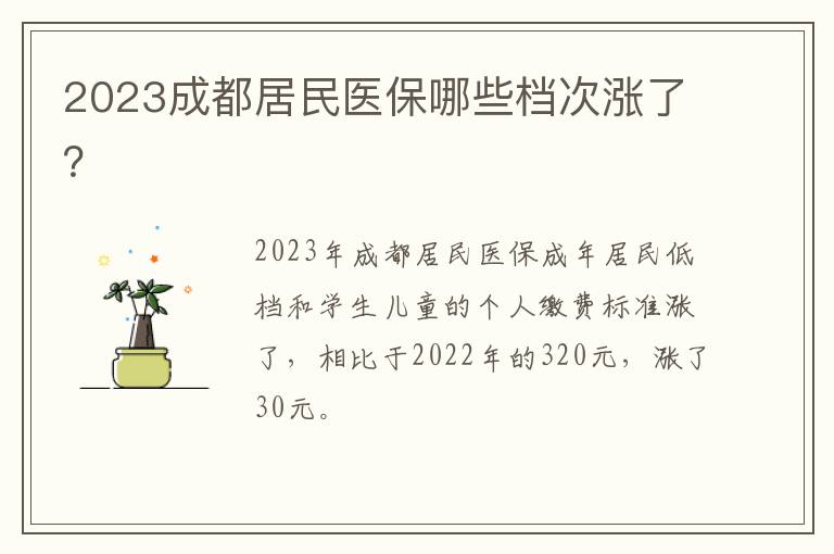 2023成都居民医保哪些档次涨了？