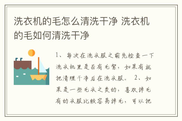 洗衣机的毛怎么清洗干净 洗衣机的毛如何清洗干净