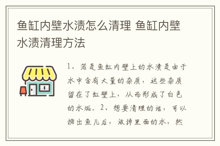 鱼缸内壁水渍怎么清理 鱼缸内壁水渍清理方法